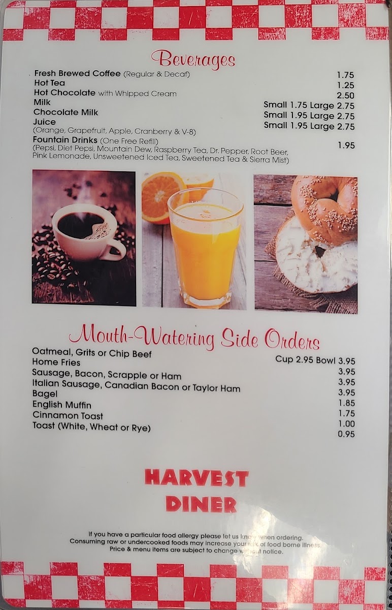 Harvest Diner Menu - Image 5